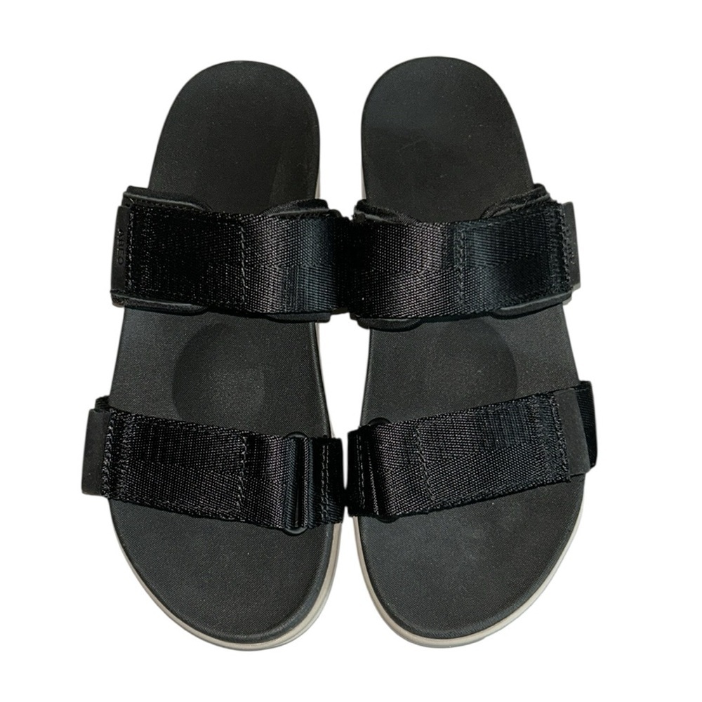 Abeo Jewel Black Nylon and Leather Adjustable Slides with Orthotic Insole Size 9 - Picture 2 of 11